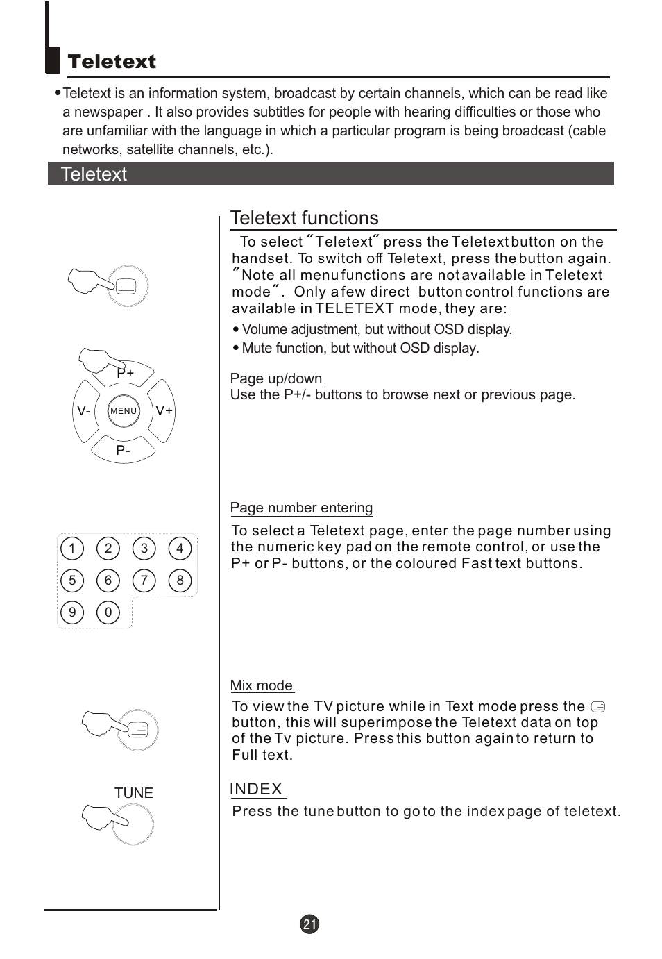Т³гж 22, Teletext, Teletext functions | haier DTA21F98 User Manual | Page 22 / 36
