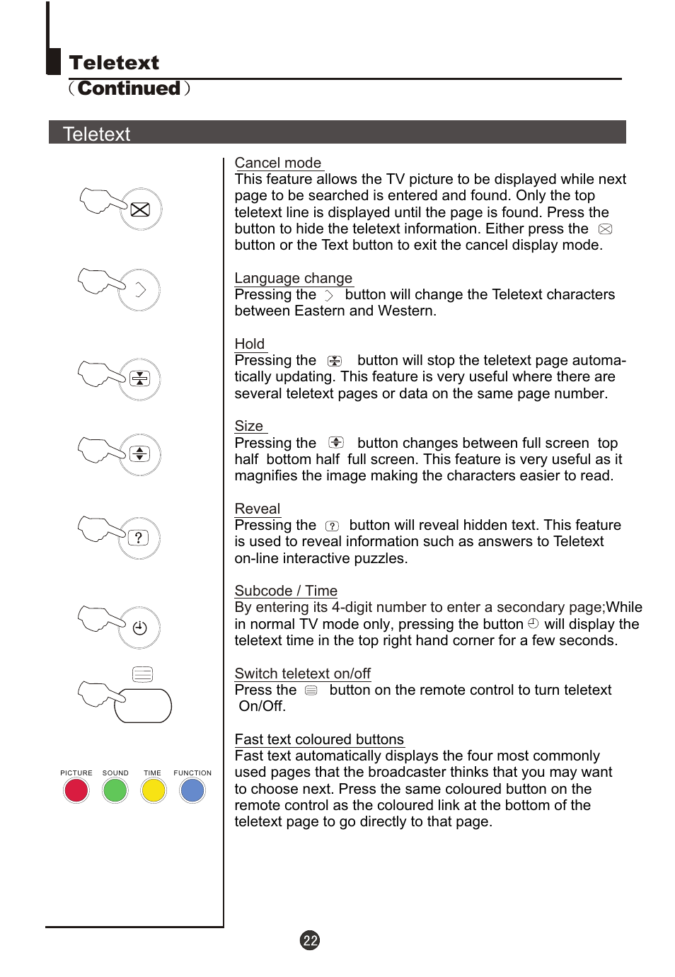 Т³гж 23, Teletext, Teletext continued | haier DTA21F98 User Manual | Page 23 / 36