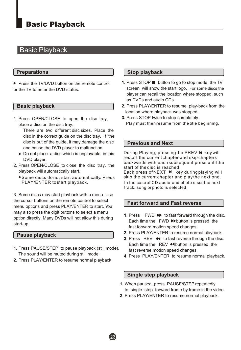 Т³гж 24, Basic playback | haier DTA21F98 User Manual | Page 24 / 36
