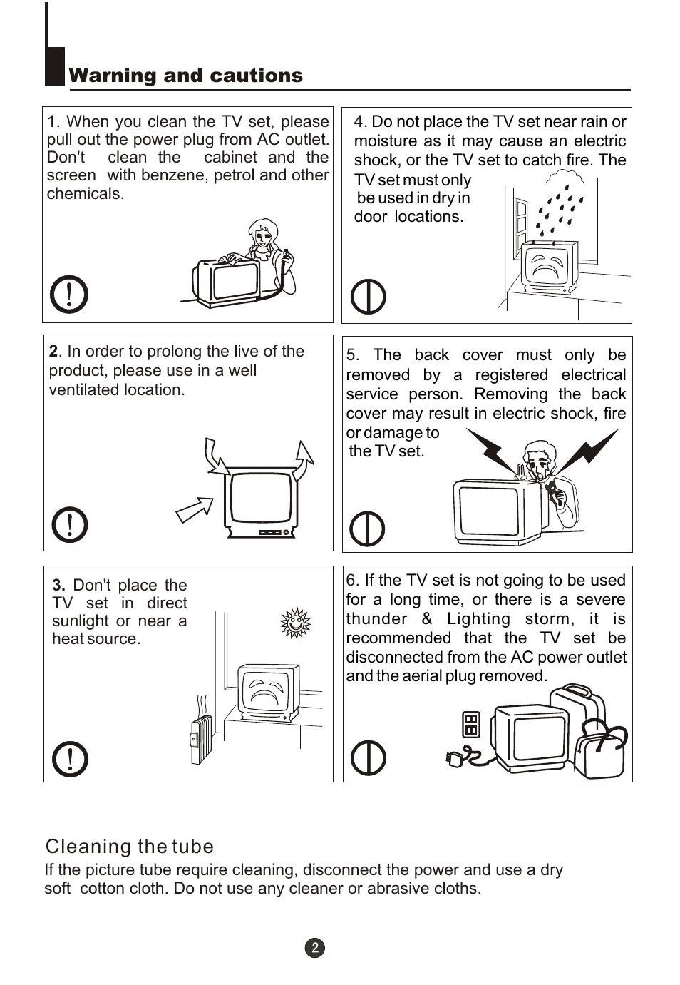 Т³гж 3, Warning and cautions, Cleaning the tube | haier DTA21F98 User Manual | Page 3 / 36