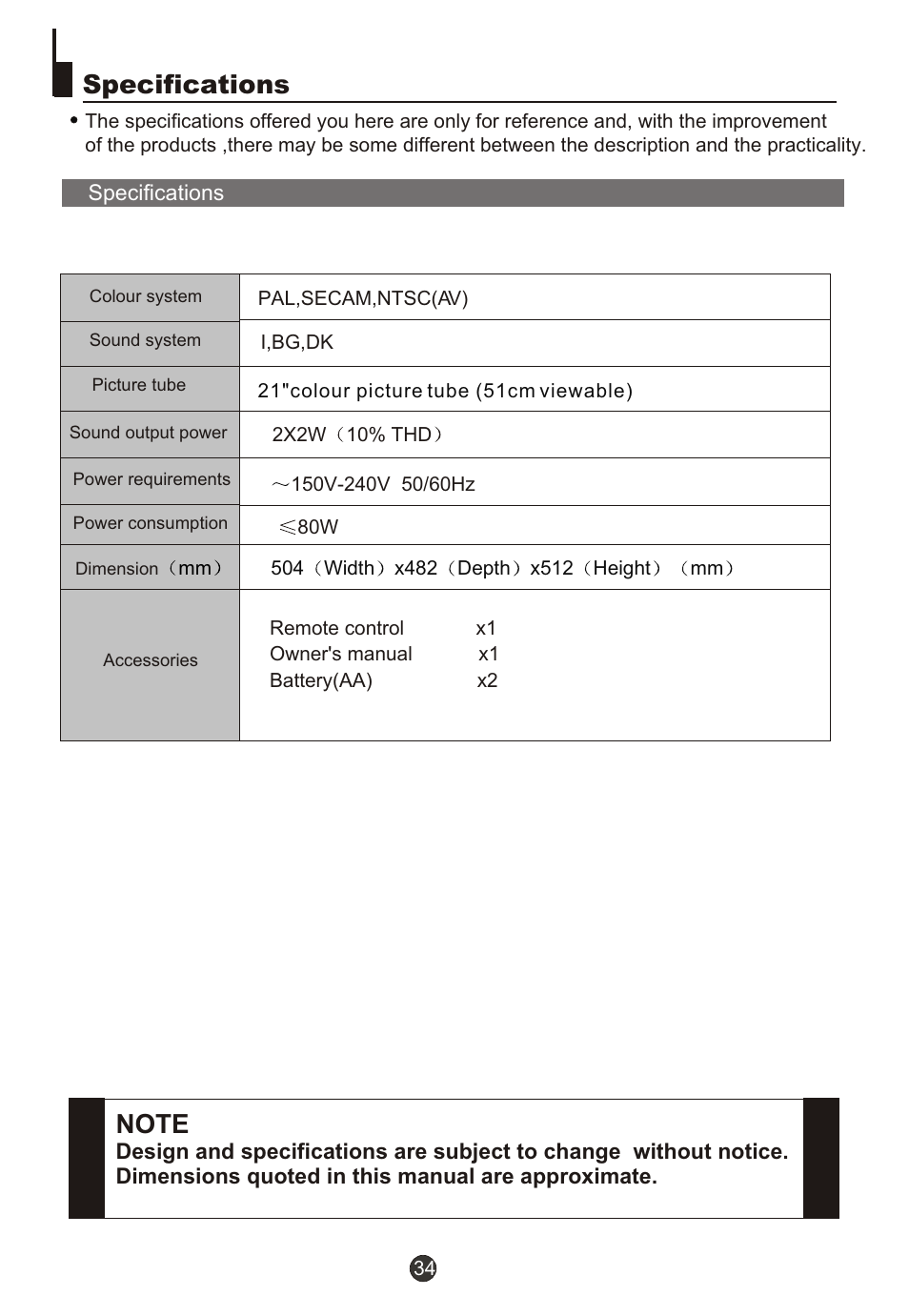 Т³гж 35, Specifications | haier DTA21F98 User Manual | Page 35 / 36