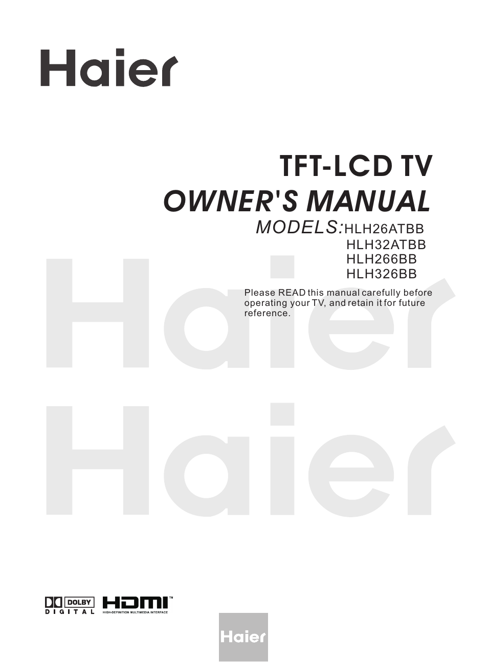 haier HLH32ATBB User Manual | 48 pages