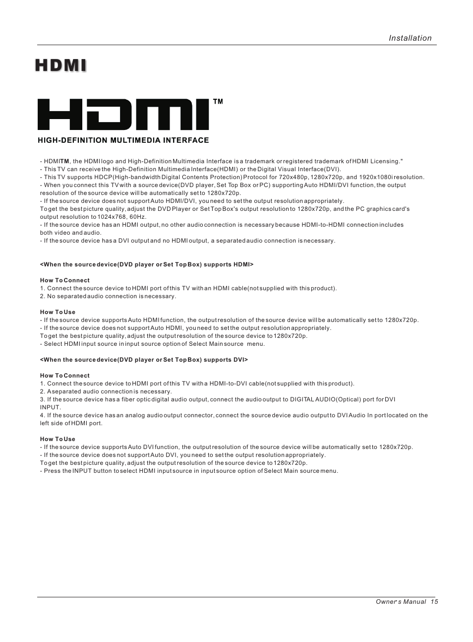 Hdmi | haier HLH32ATBB User Manual | Page 15 / 48