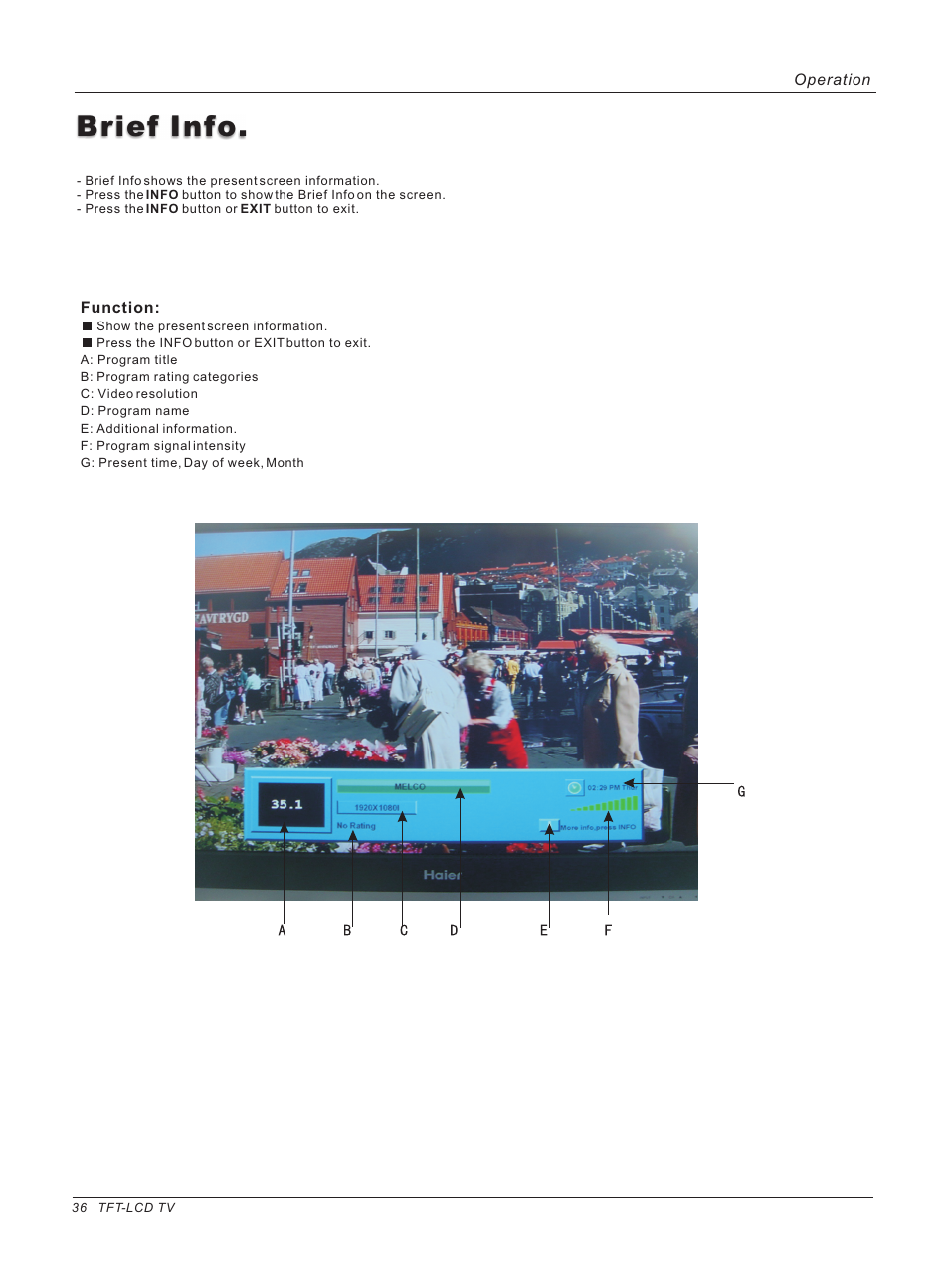 Brief info | haier HLH32ATBB User Manual | Page 36 / 48