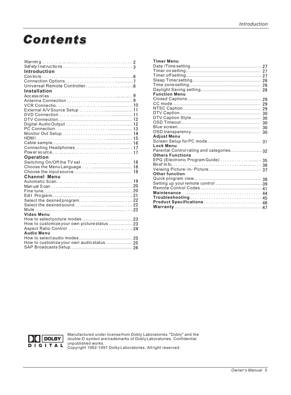 haier HLH32ATBB User Manual | Page 5 / 48