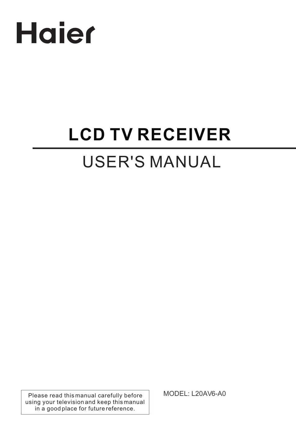haier L20AV6-A0 User Manual | 24 pages