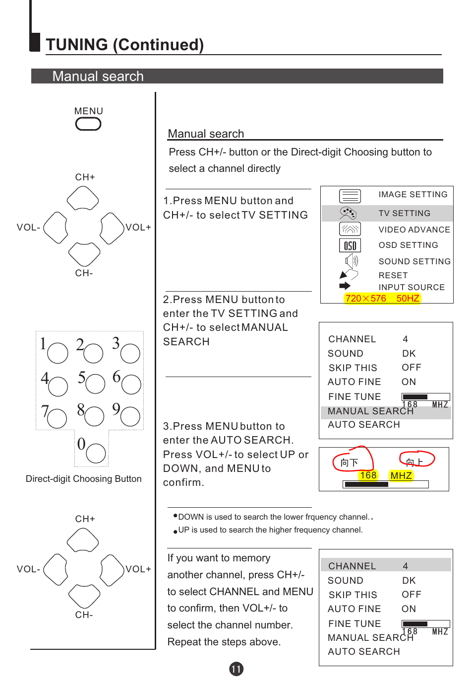 Tuning (continued), Manual search | haier L20AV6-A0 User Manual | Page 12 / 24