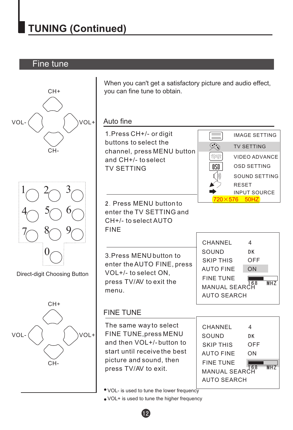 Tuning (continued), Fine tune | haier L20AV6-A0 User Manual | Page 13 / 24