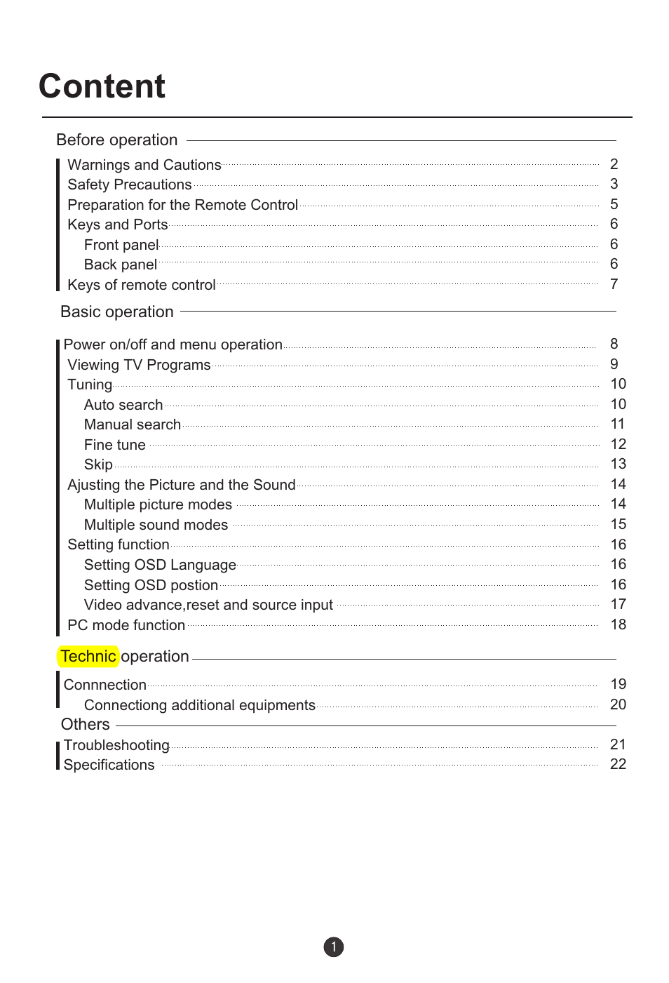 Content | haier L20AV6-A0 User Manual | Page 2 / 24
