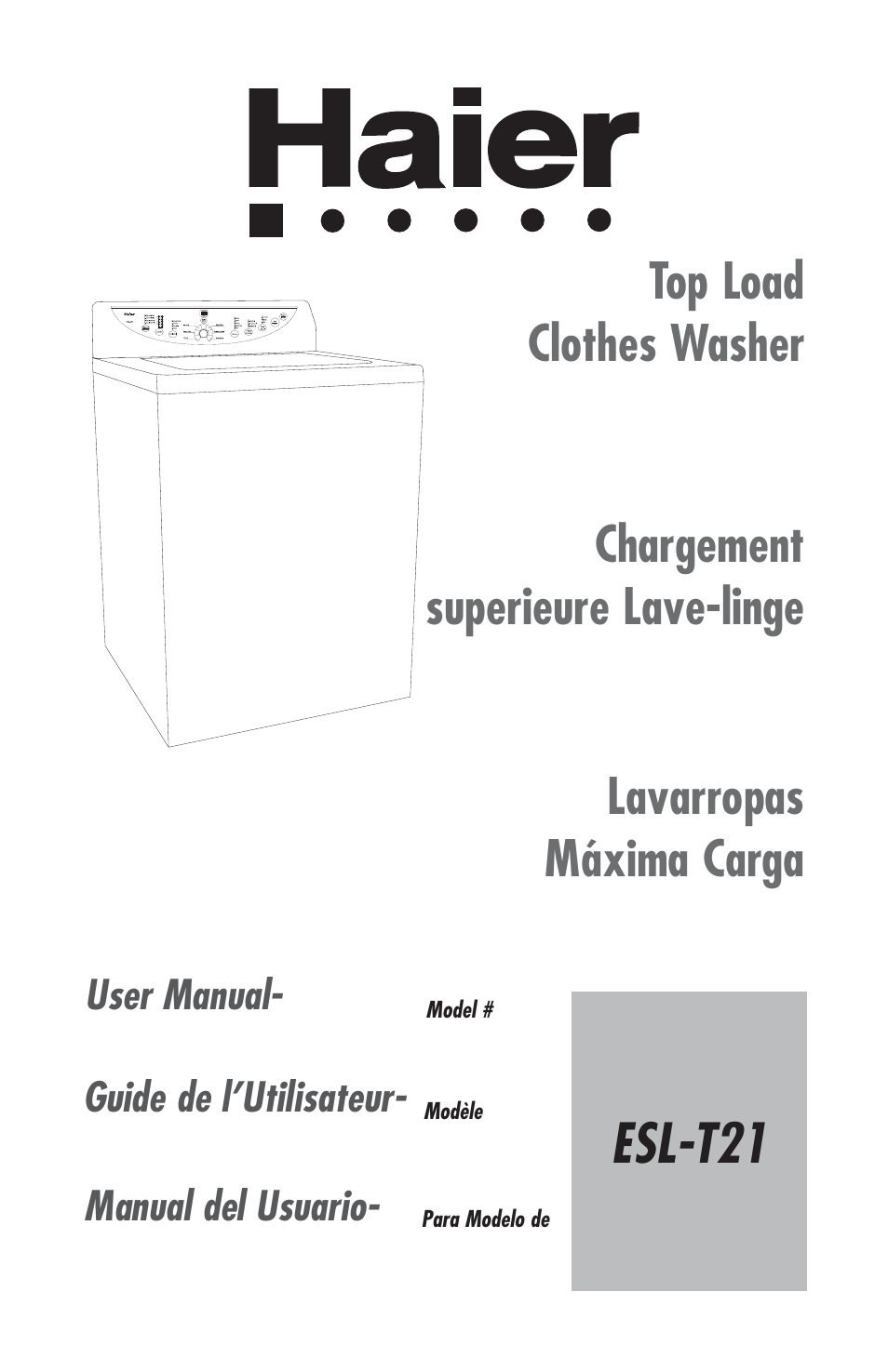 haier ESL-T21 User Manual | 72 pages