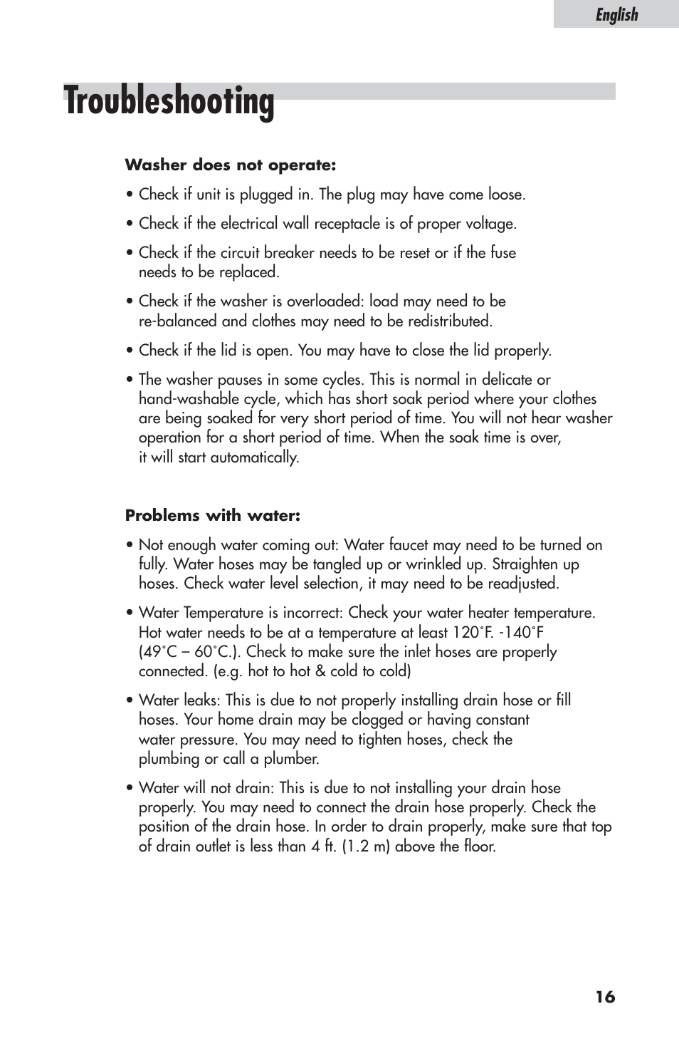 Troubleshooting | haier ESL-T21 User Manual | Page 17 / 72