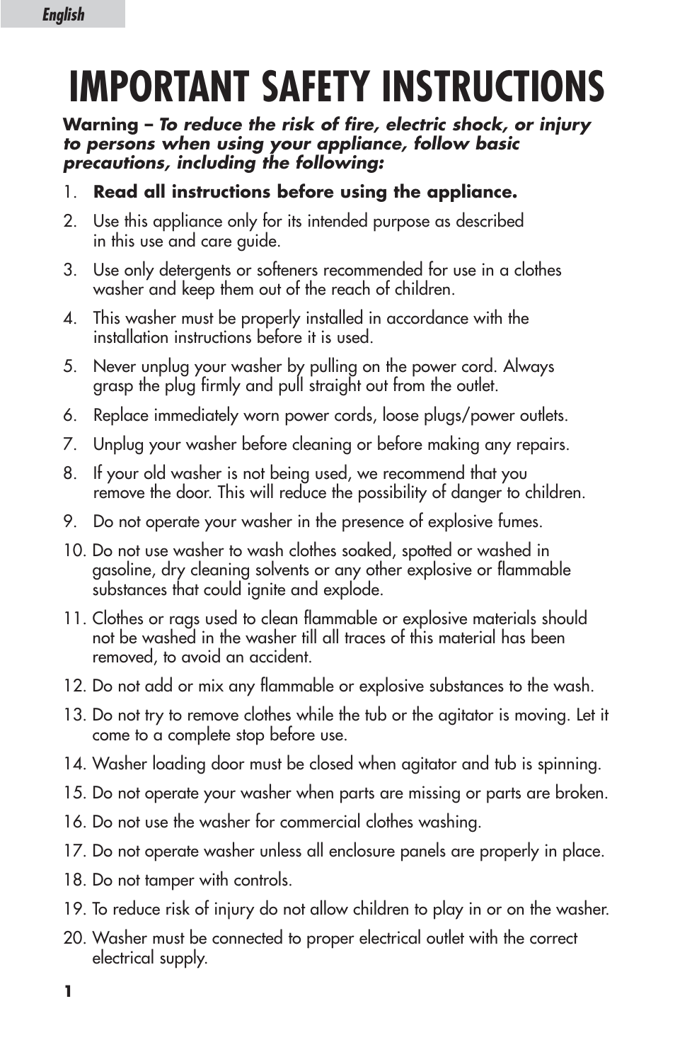 Important safety instructions | haier ESL-T21 User Manual | Page 2 / 72