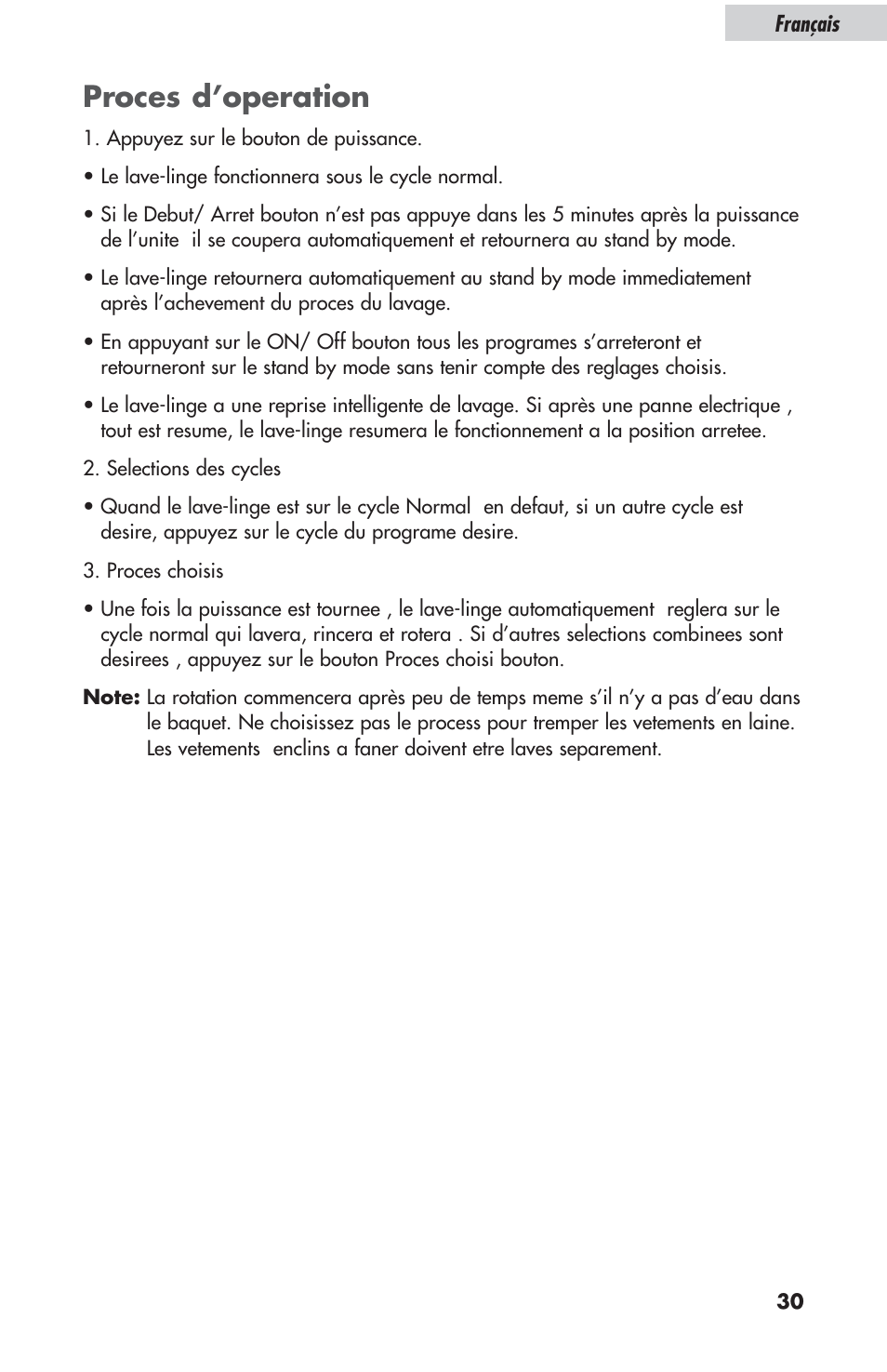 Proces d’operation | haier ESL-T21 User Manual | Page 31 / 72