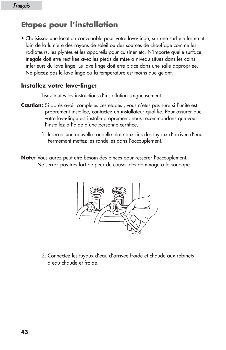Etapes pour l’installation | haier ESL-T21 User Manual | Page 44 / 72