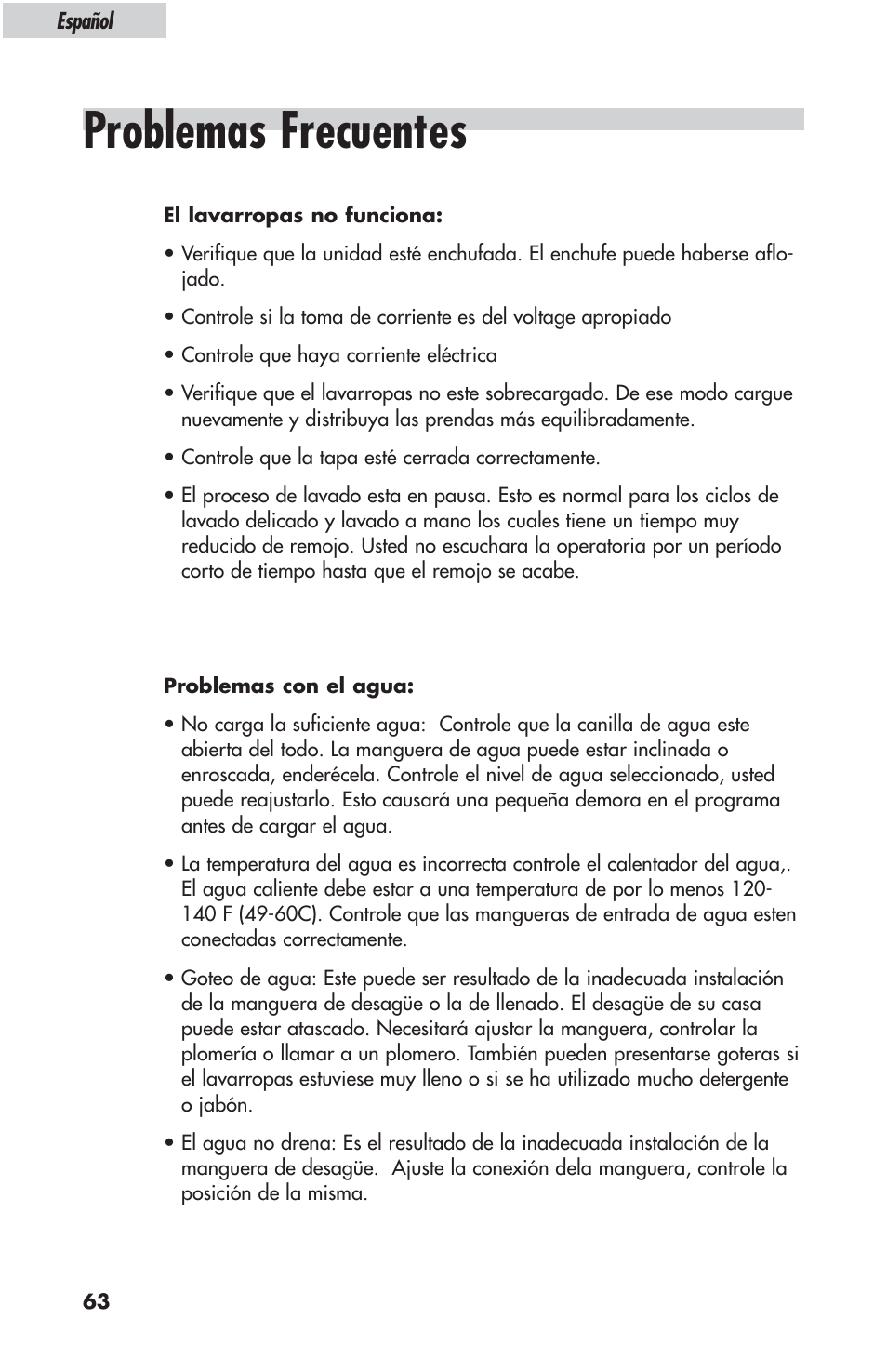 Problemas frecuentes | haier ESL-T21 User Manual | Page 64 / 72