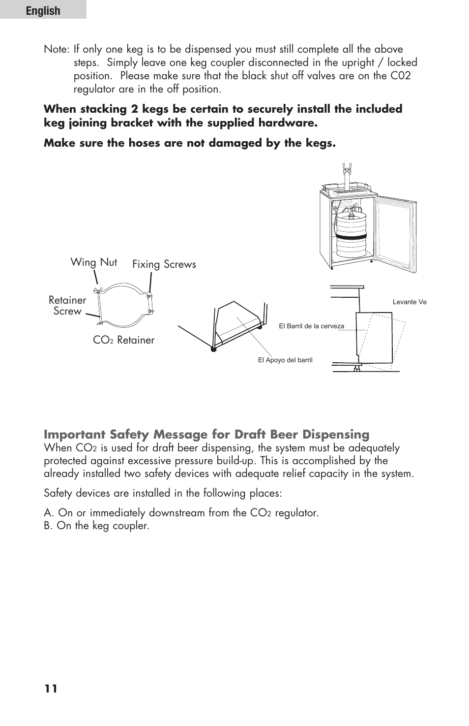 Important safety message for draft beer dispensing, English | haier HBF205E User Manual | Page 12 / 76