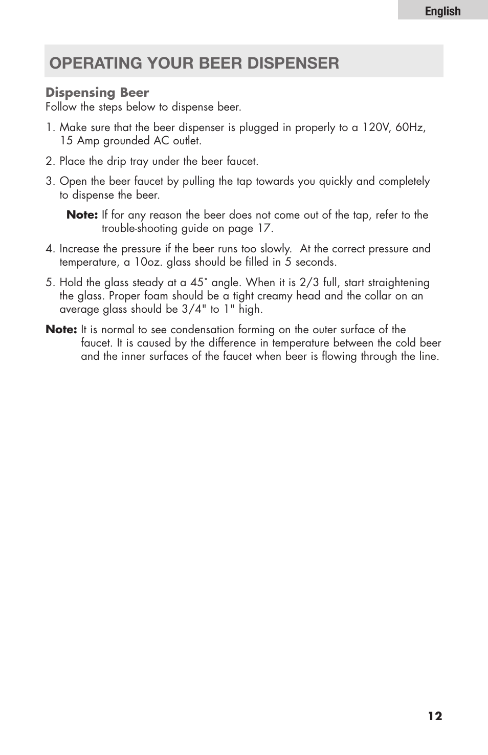 Operating your beer dispenser | haier HBF205E User Manual | Page 13 / 76