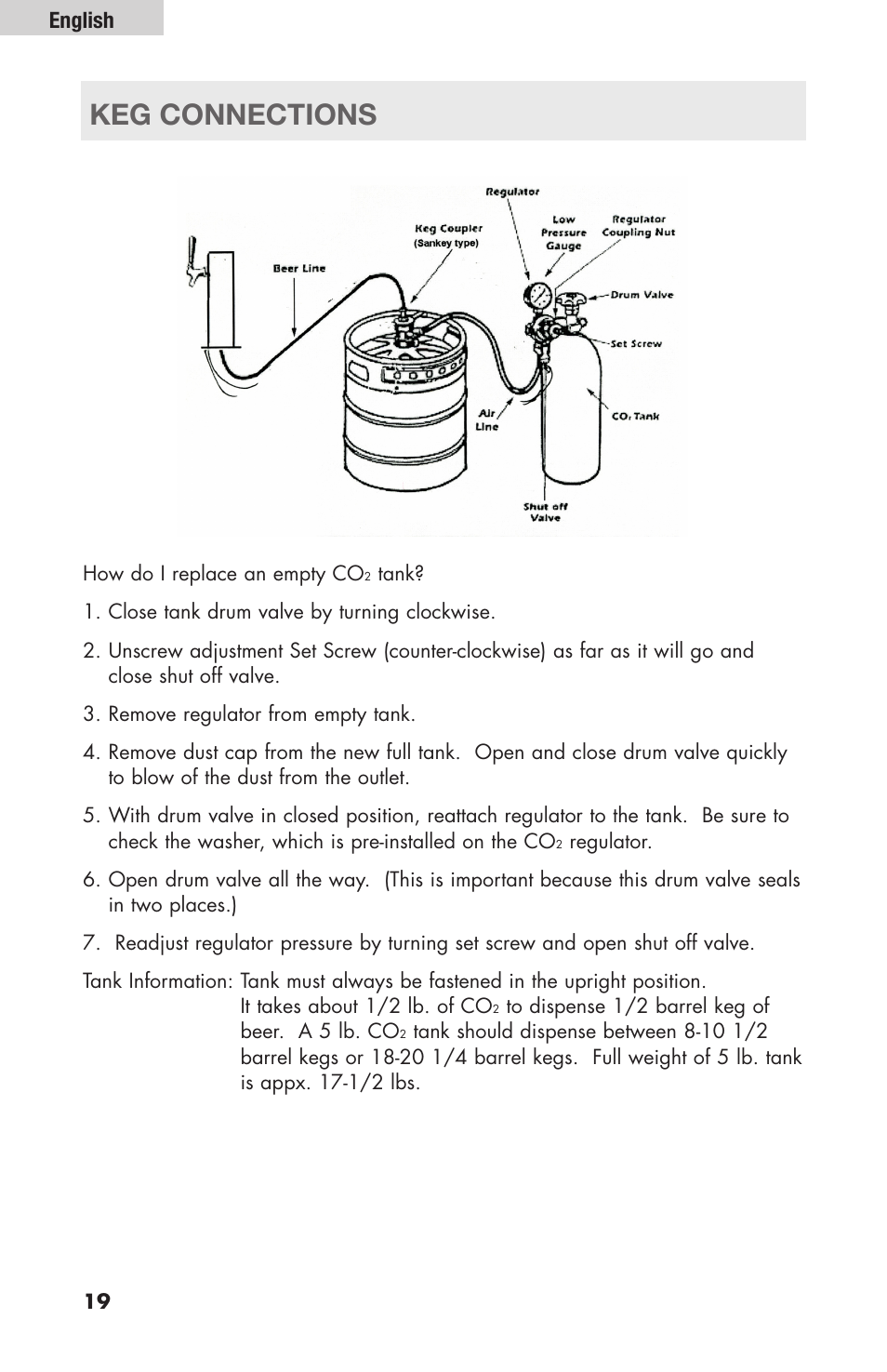 Keg connections, English | haier HBF205E User Manual | Page 20 / 76