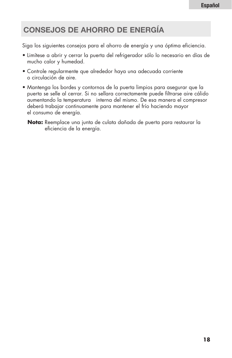 Consejos de ahorro de energía | haier HBF205E User Manual | Page 67 / 76