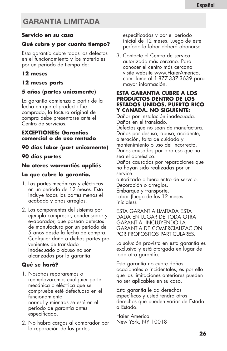 Garantia limitada | haier HBF205E User Manual | Page 75 / 76