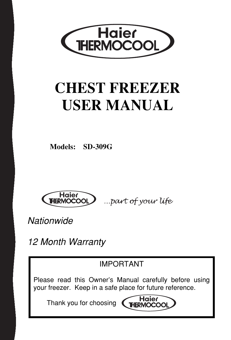 haier SD-309G User Manual | 18 pages