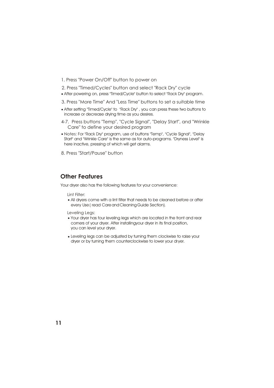 Other features | haier GDZ22-2 User Manual | Page 12 / 24