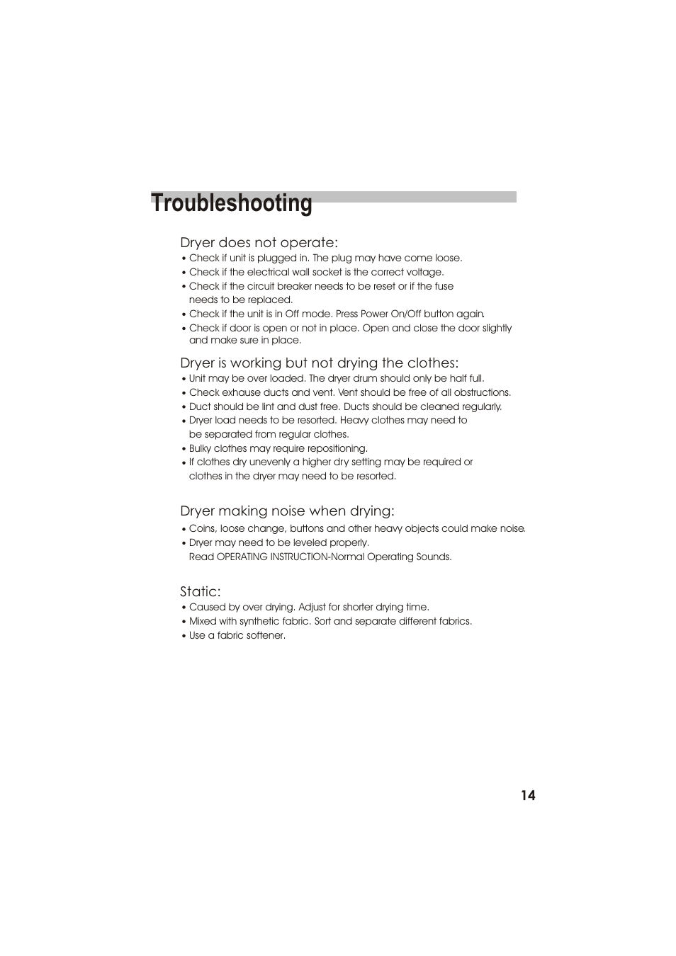 Troubleshooting | haier GDZ22-2 User Manual | Page 15 / 24