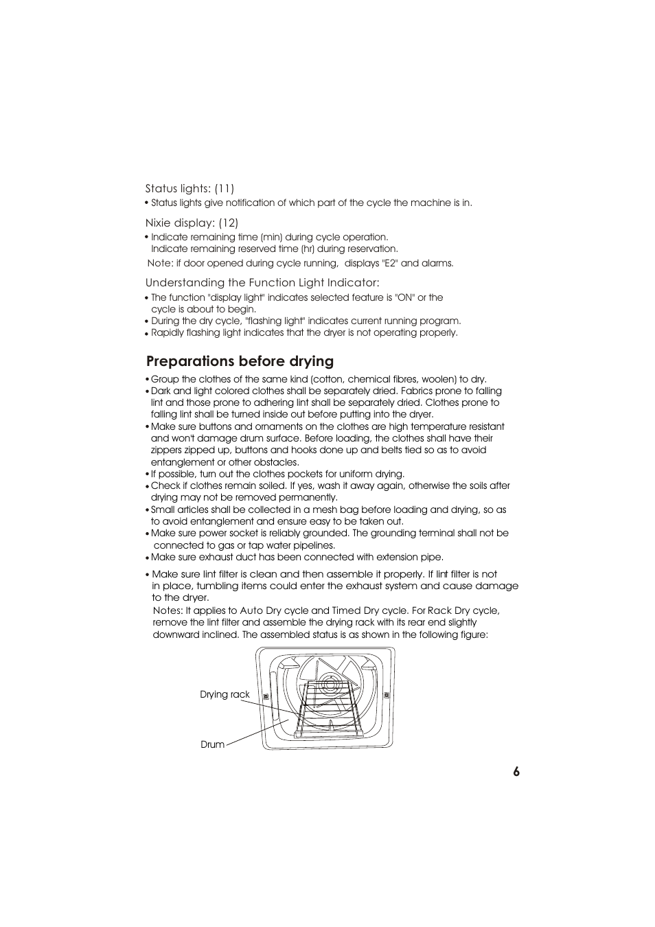 Preparations before drying | haier GDZ22-2 User Manual | Page 7 / 24