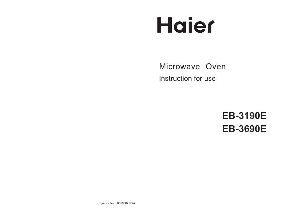 haier EB-3690E User Manual | 8 pages