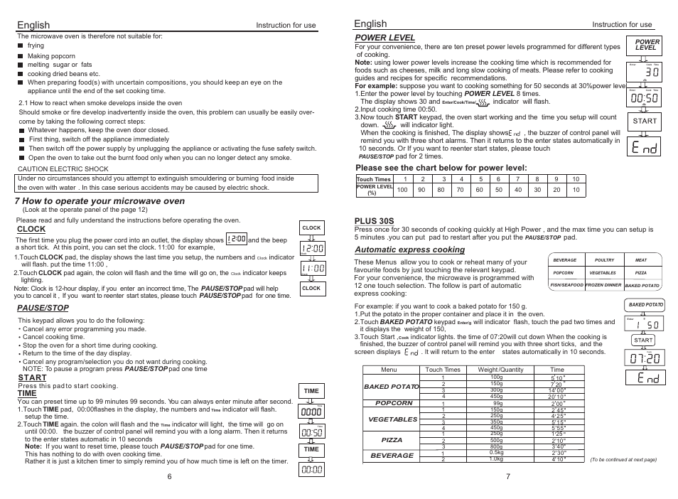 English, Clock, 7 how to operate your microwave oven | haier EB-3690E User Manual | Page 8 / 8