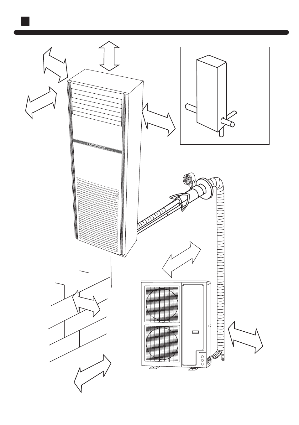 Indoor & outdoor unit connection, Pipe direction, Right left rear bottom | haier AP602AKEAA User Manual | Page 22 / 30