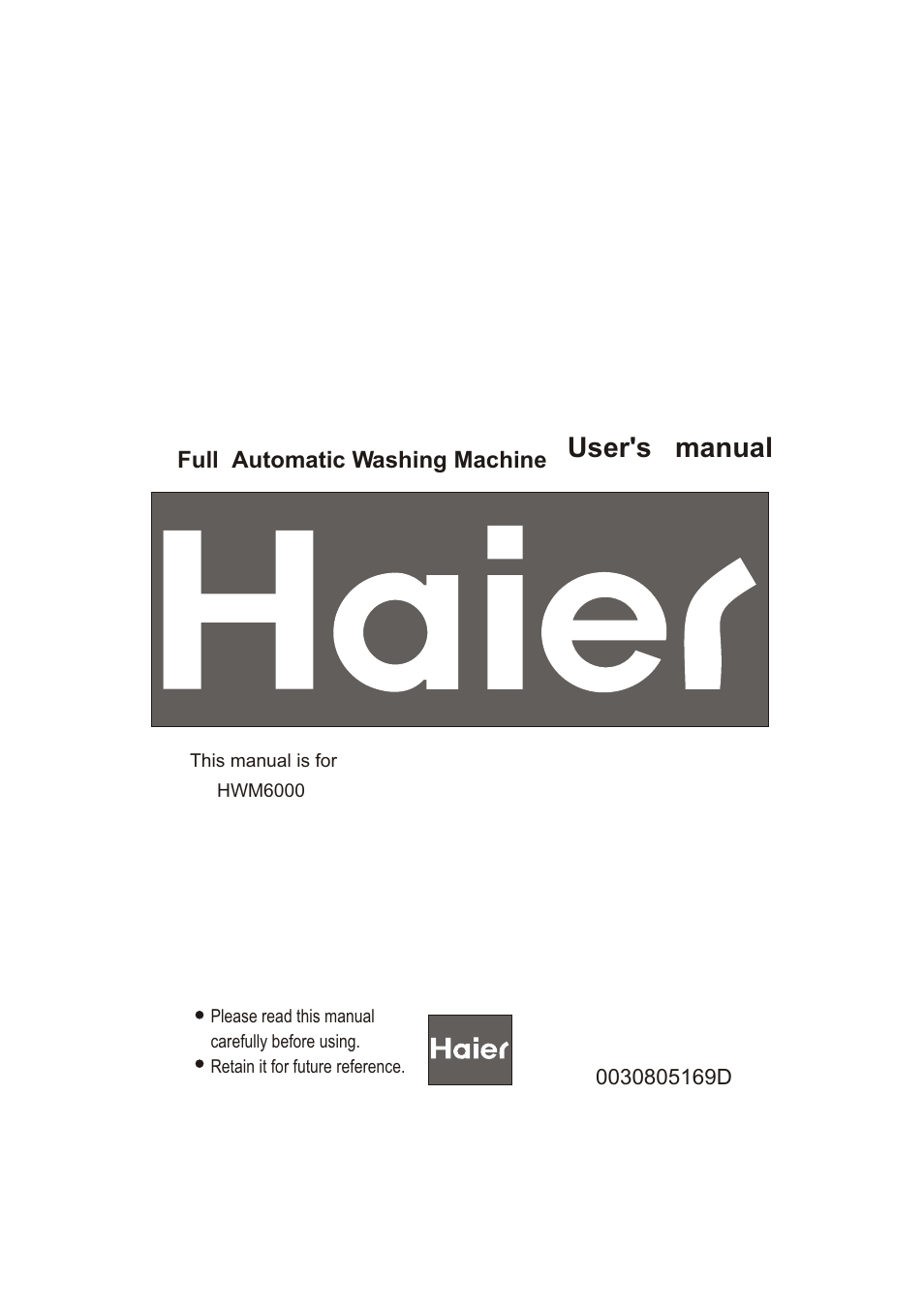 haier HWM6000 User Manual | 18 pages