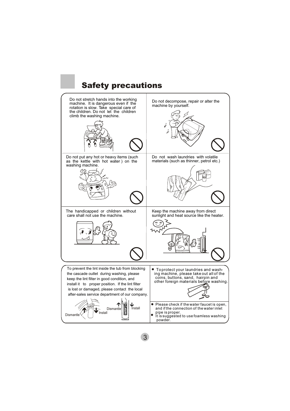 Safety precautions | haier HWM6000 User Manual | Page 5 / 18