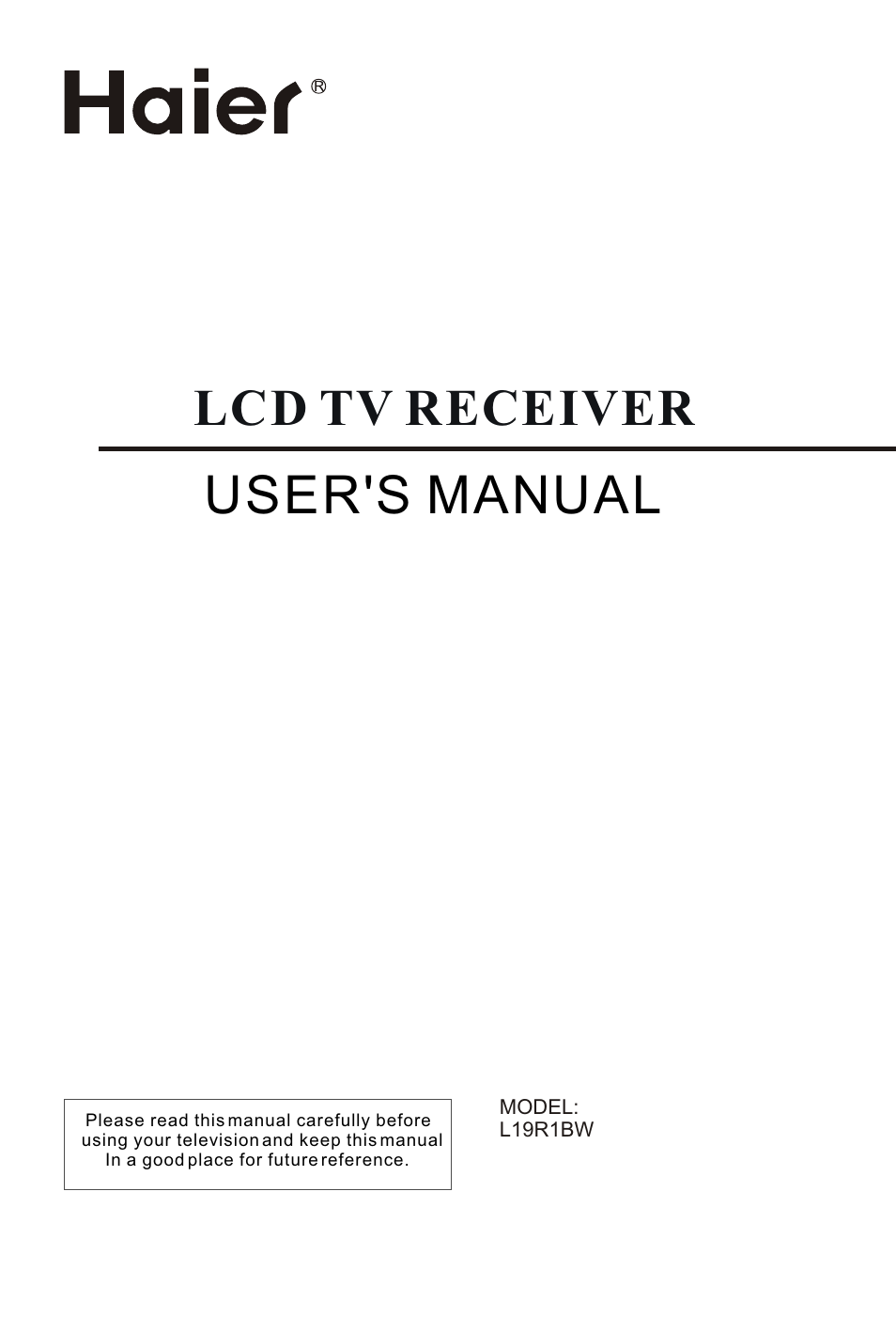haier L19R1BW User Manual | 26 pages