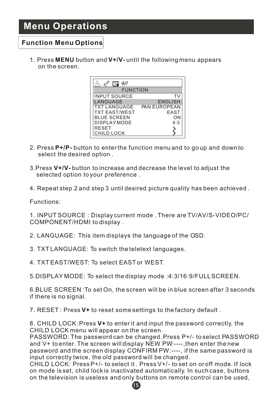 Т³гж 19, Menu operations | haier L19R1BW User Manual | Page 18 / 26