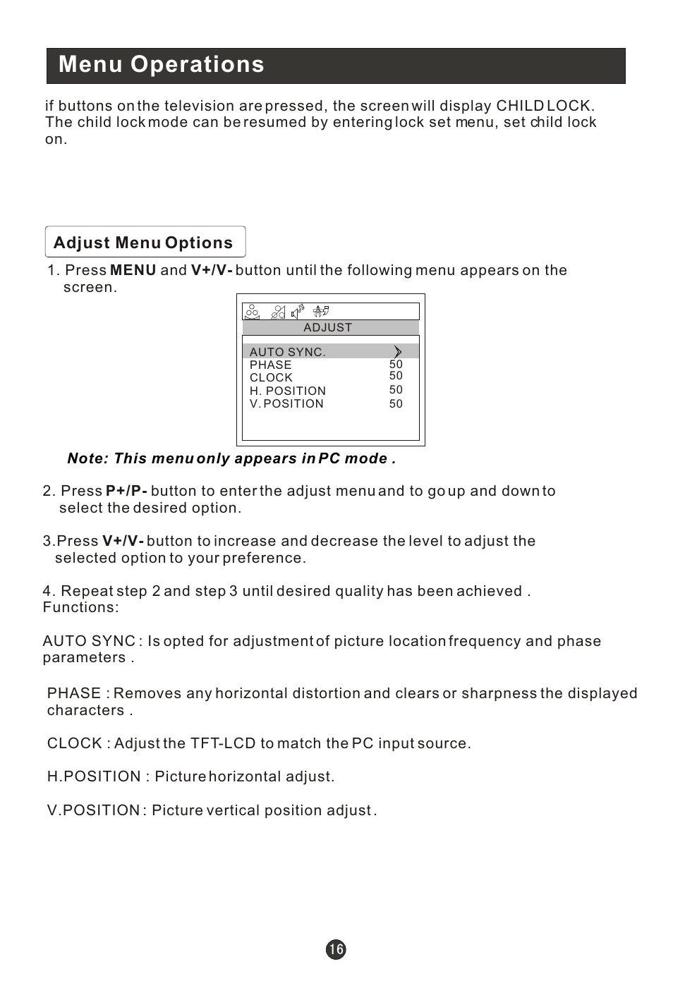 Т³гж 20, Menu operations | haier L19R1BW User Manual | Page 19 / 26