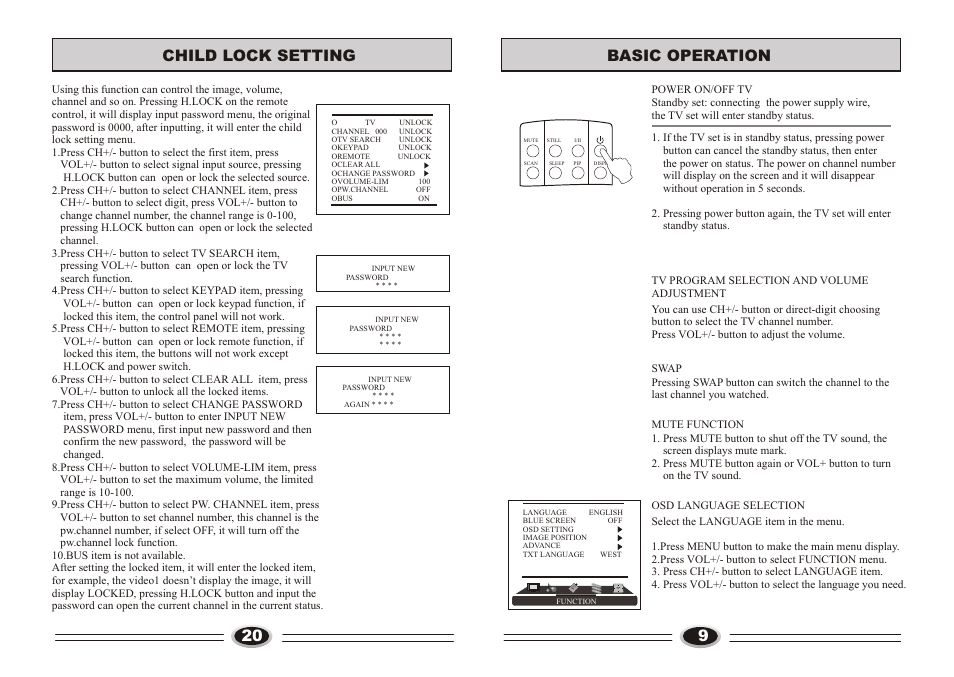页面 11, 9basic operation, Child lock setting | haier L32A9A-A1 User Manual | Page 11 / 16