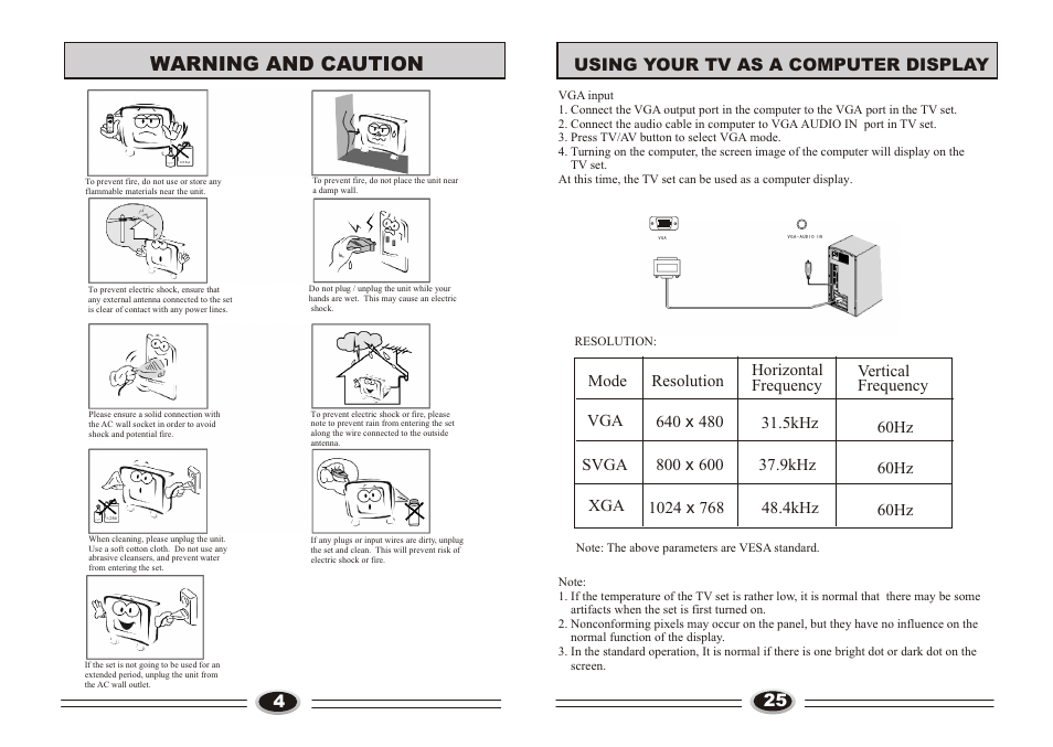 页面 6, Warning and caution | haier L32A9A-A1 User Manual | Page 6 / 16