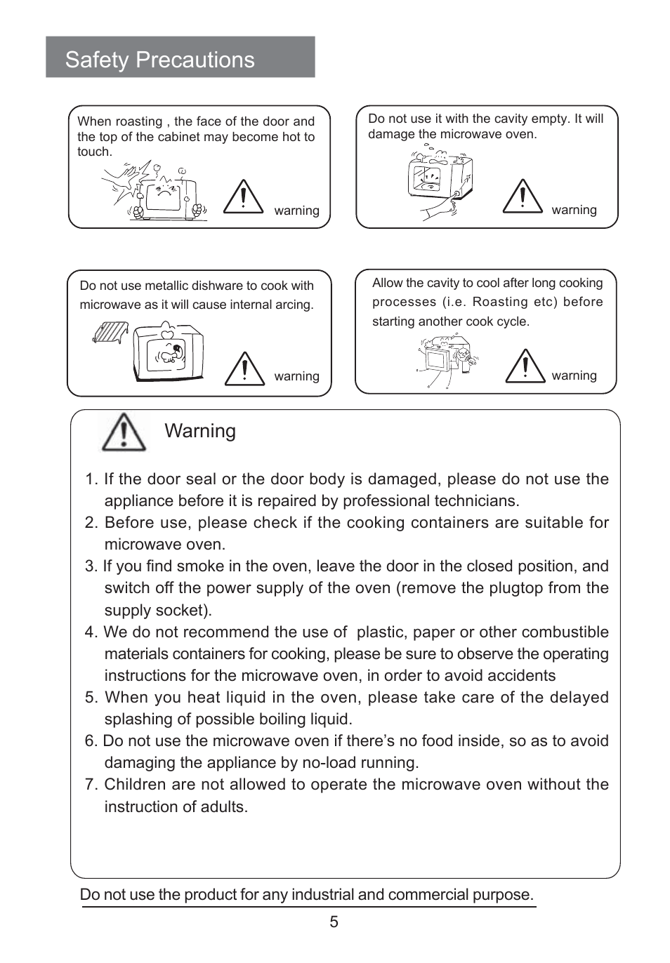 Safety precautions, Warning | haier HR-7803D User Manual | Page 6 / 20