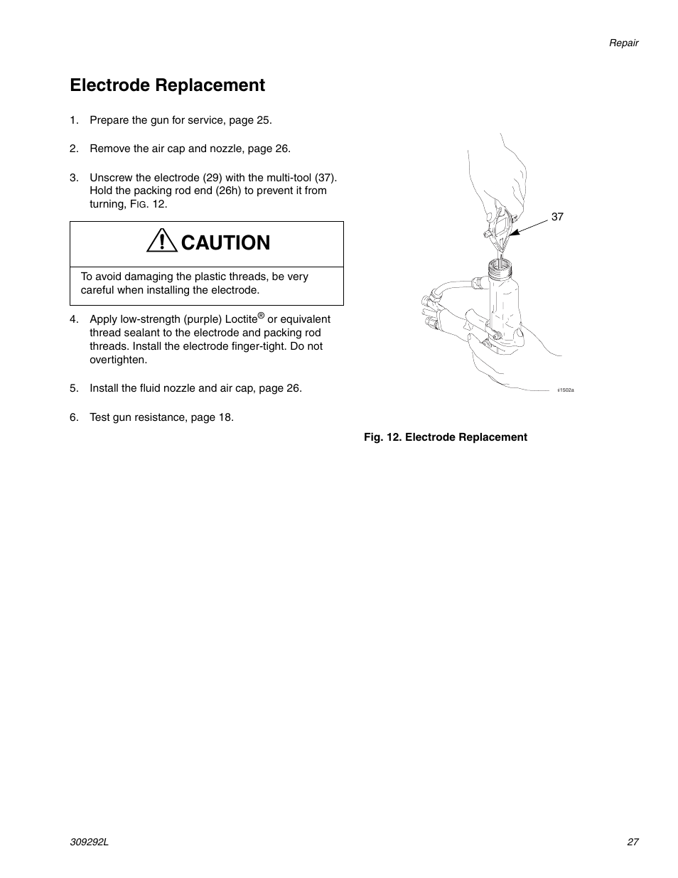 E 27), Caution, Electrode replacement | haier PRO XS3 309292L User Manual | Page 27 / 48