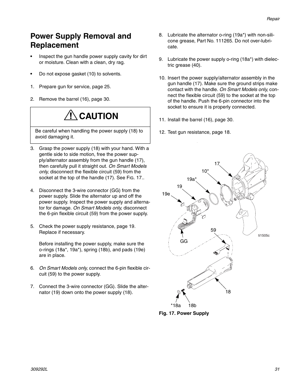 Ge 31, Caution, Power supply removal and replacement | haier PRO XS3 309292L User Manual | Page 31 / 48