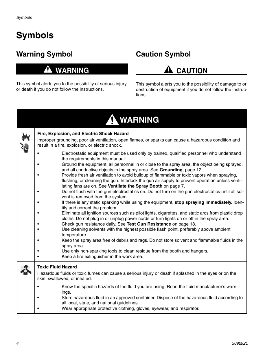 Symbols, Warning, Warning caution | Warning symbol, Caution symbol | haier PRO XS3 309292L User Manual | Page 4 / 48