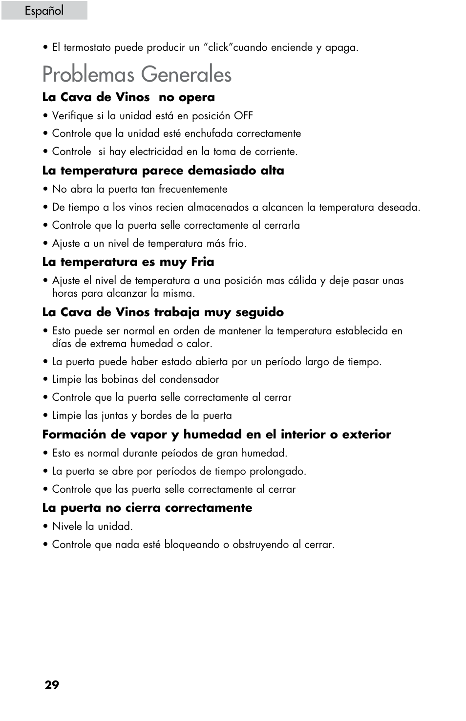Problemas generales | haier HBCN05FVS User Manual | Page 30 / 32