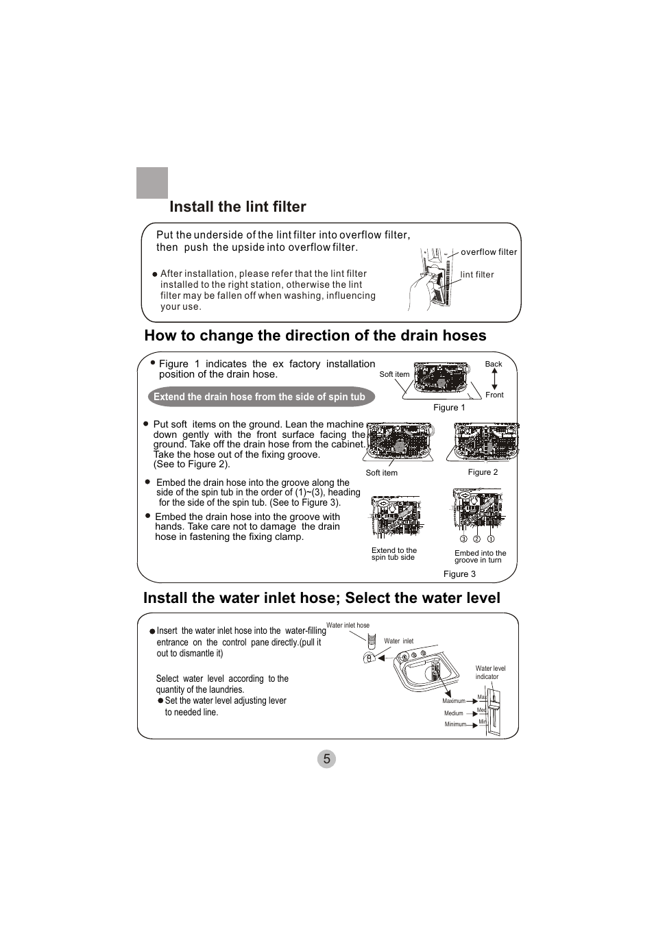 Install the lint filter | haier HWM130-0713S User Manual | Page 7 / 18