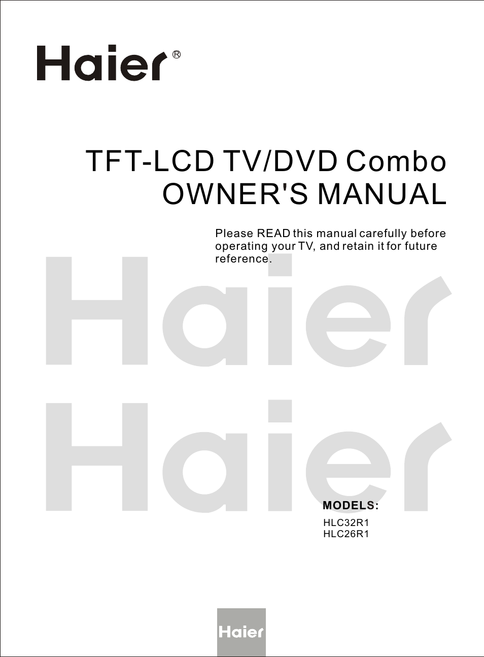 haier HLC26R1 User Manual | 42 pages