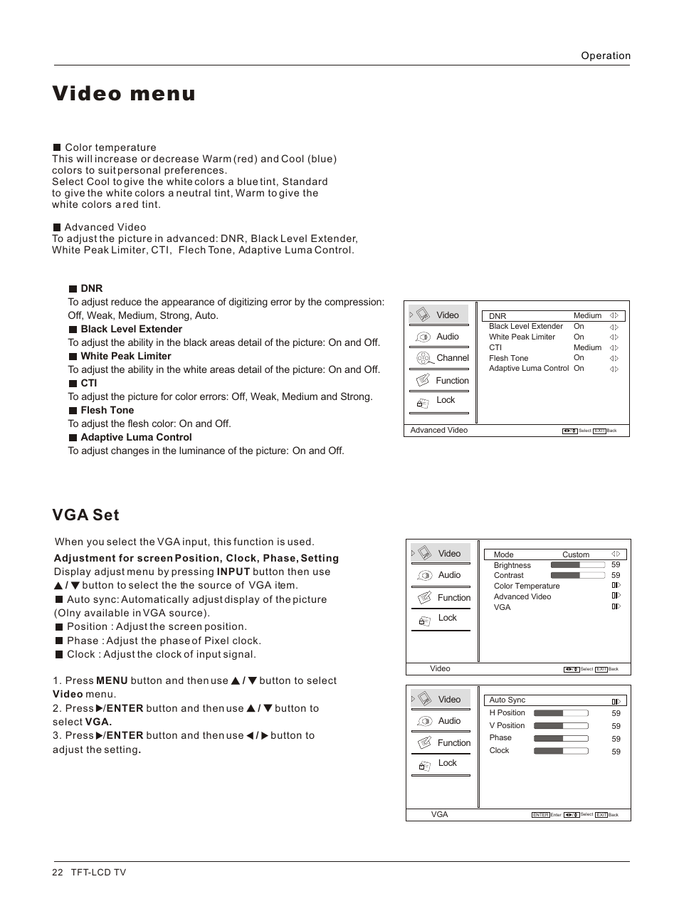 Т³гж 23, Video menu, Vga set | haier HLC26R1 User Manual | Page 22 / 42