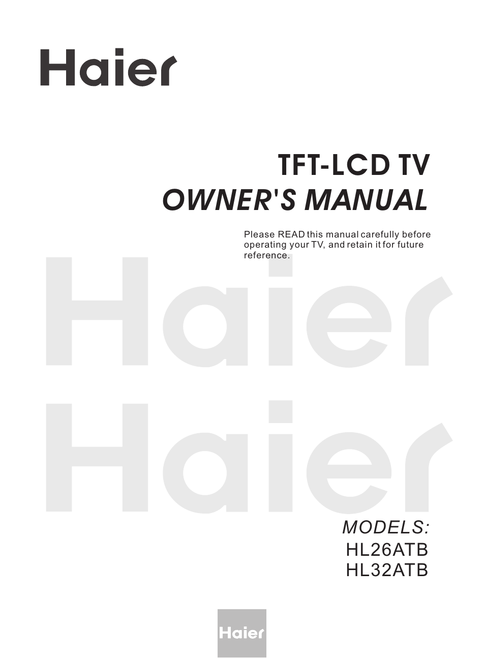 haier HL26ATB User Manual | 41 pages