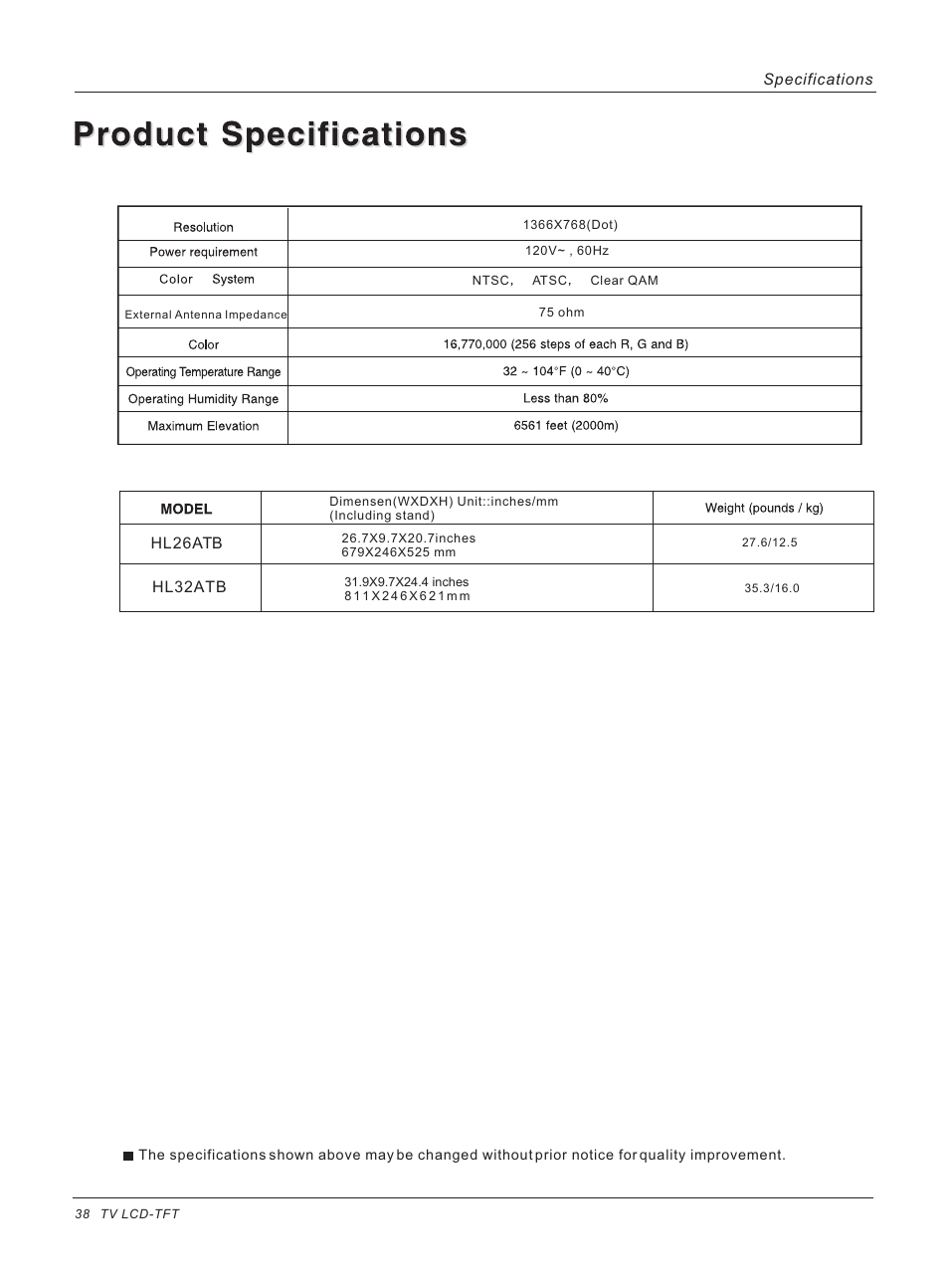 haier HL26ATB User Manual | Page 38 / 41