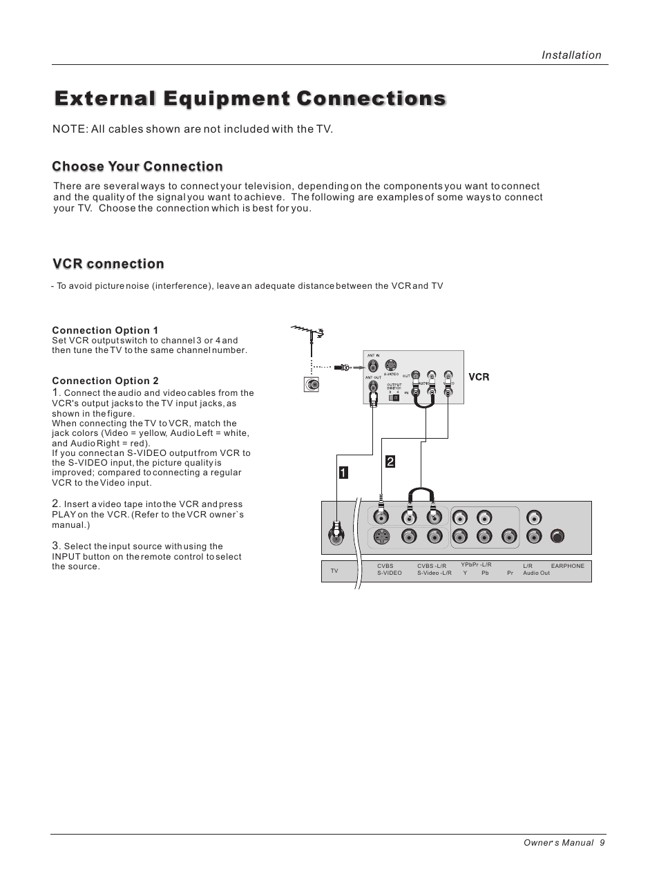 External equipment connections, Vcr connection, Choose your connection | haier HL26ATB User Manual | Page 9 / 41