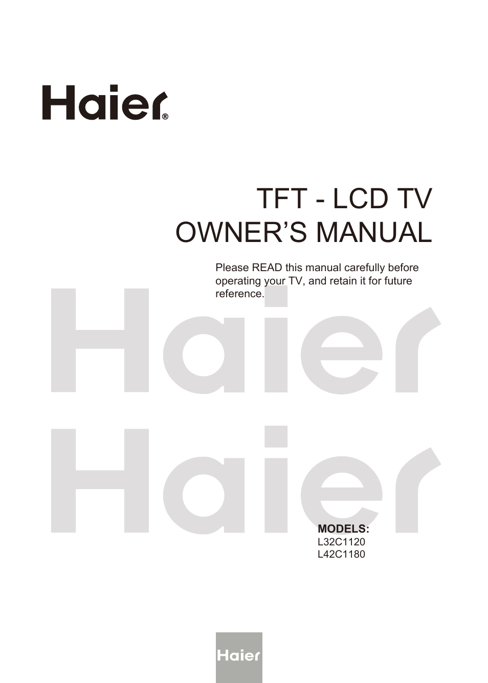 haier TFT L32C1120 User Manual | 34 pages